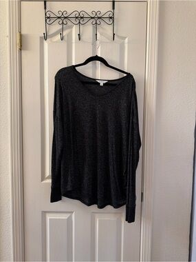 Market & Spruce Black Metallic Scoop Neck Sweater